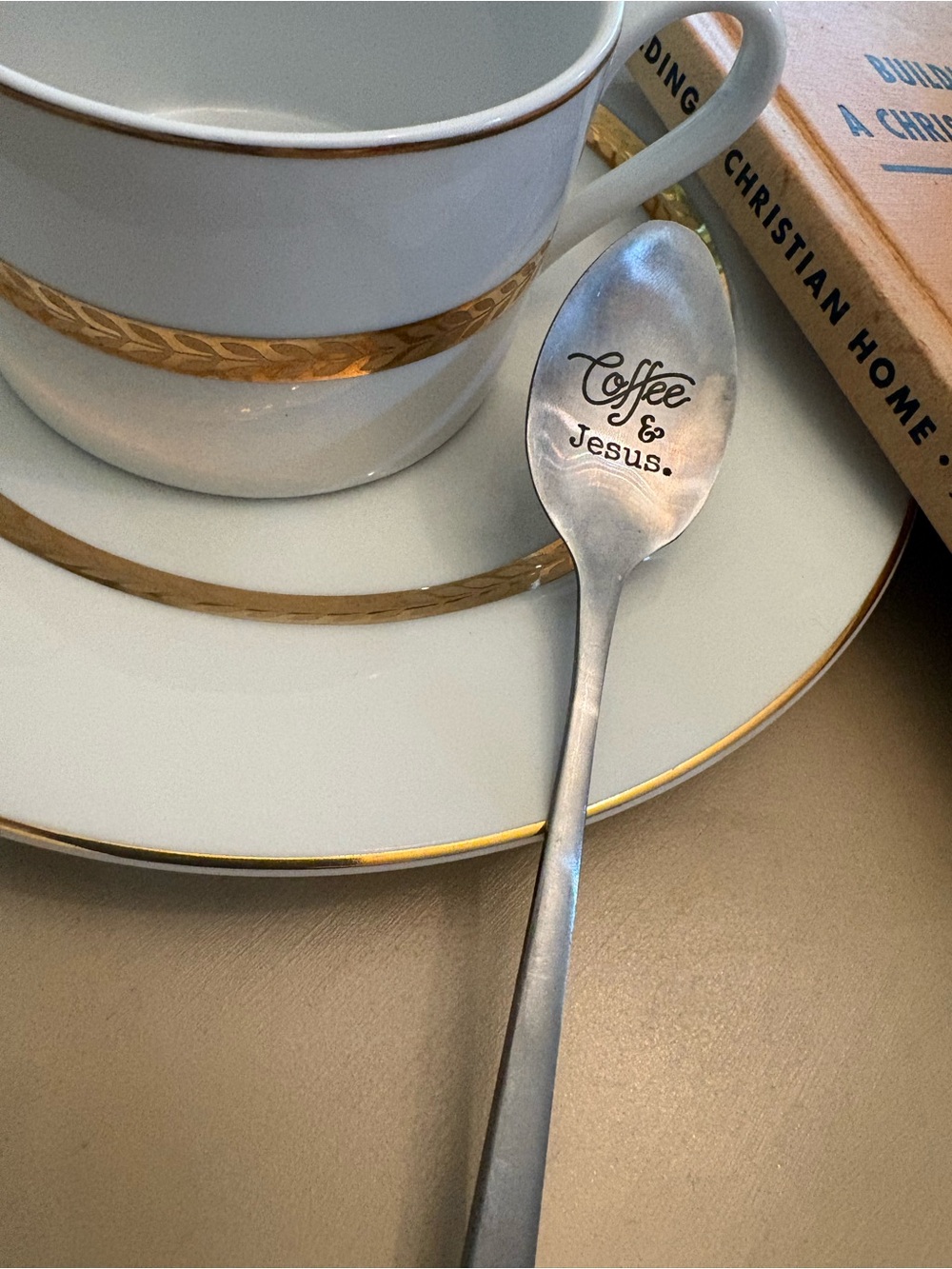 Stanley Silver-Tone 'Coffee & Jesus' Stainless Spoon